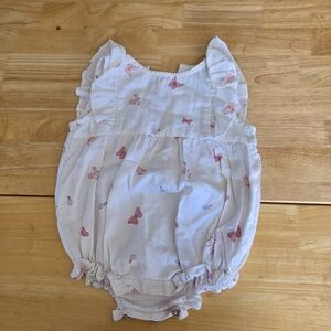 White Baby Romper with Pink Butterfly Print